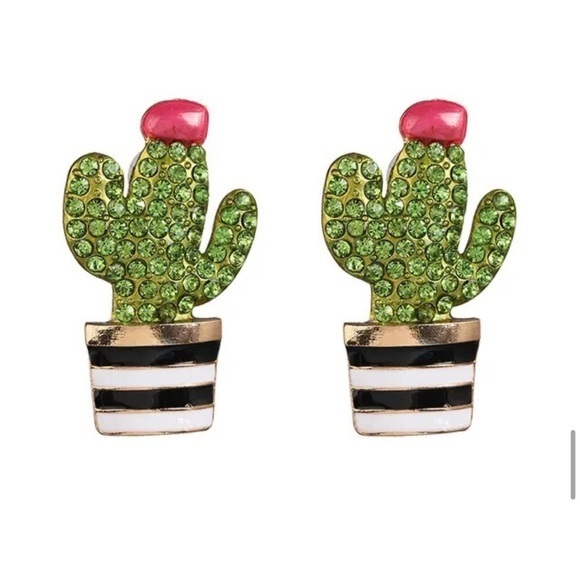 Cactus And Rhinestones Earrings
